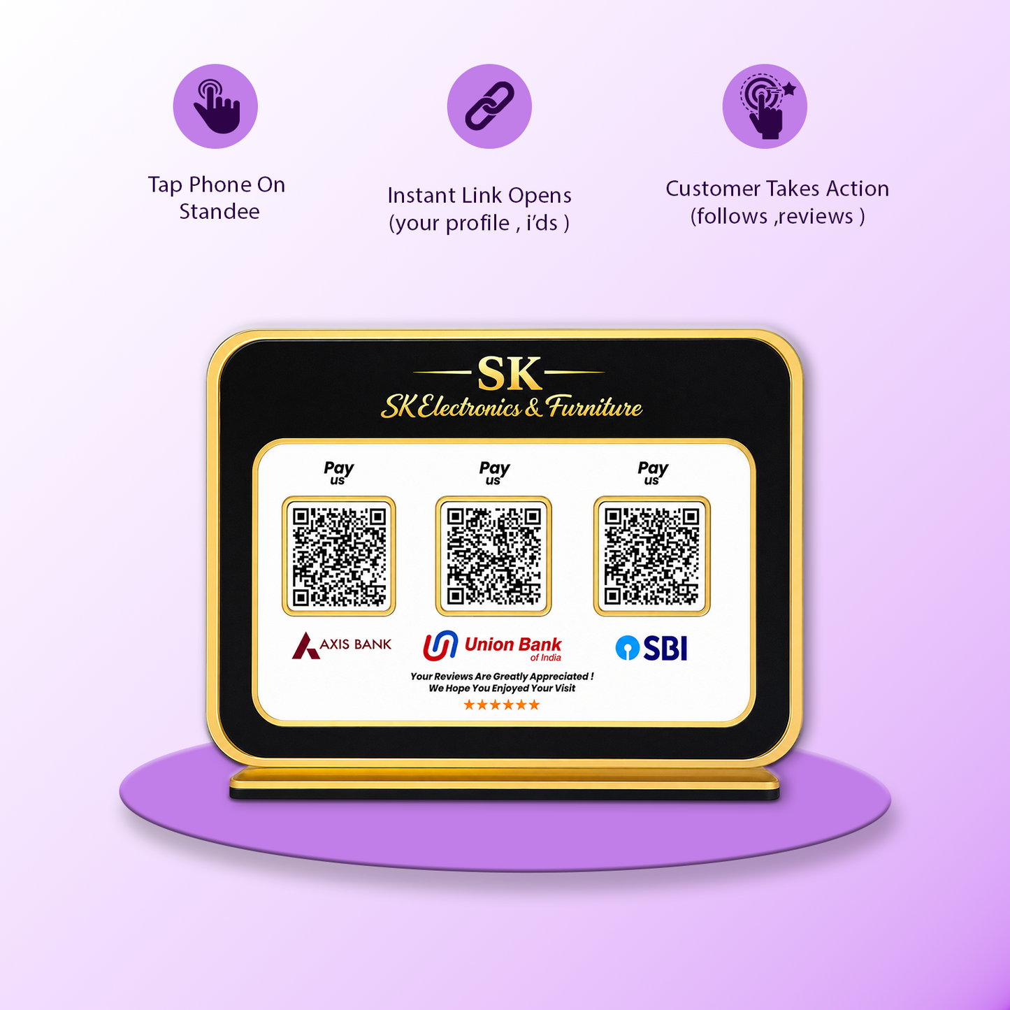 3QR Black Gold Standee