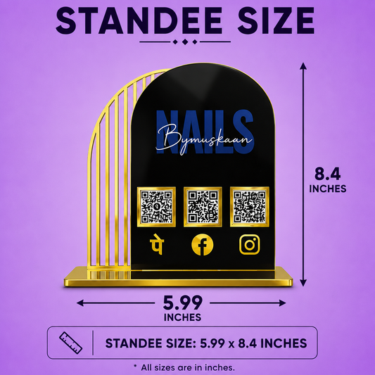 3QR Arch Black Gold Standee