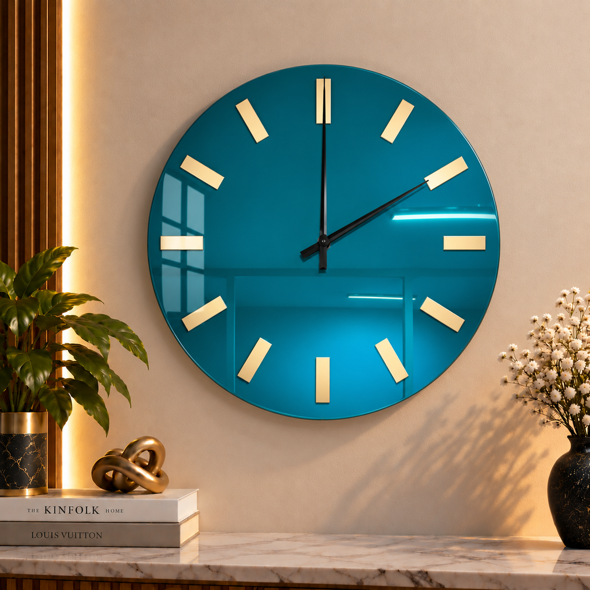 Azure Goldline Acrylic Wall Clock- uv priniting