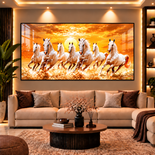7 Horses East Facing Sunrise Vastu Acrylic Wall Art