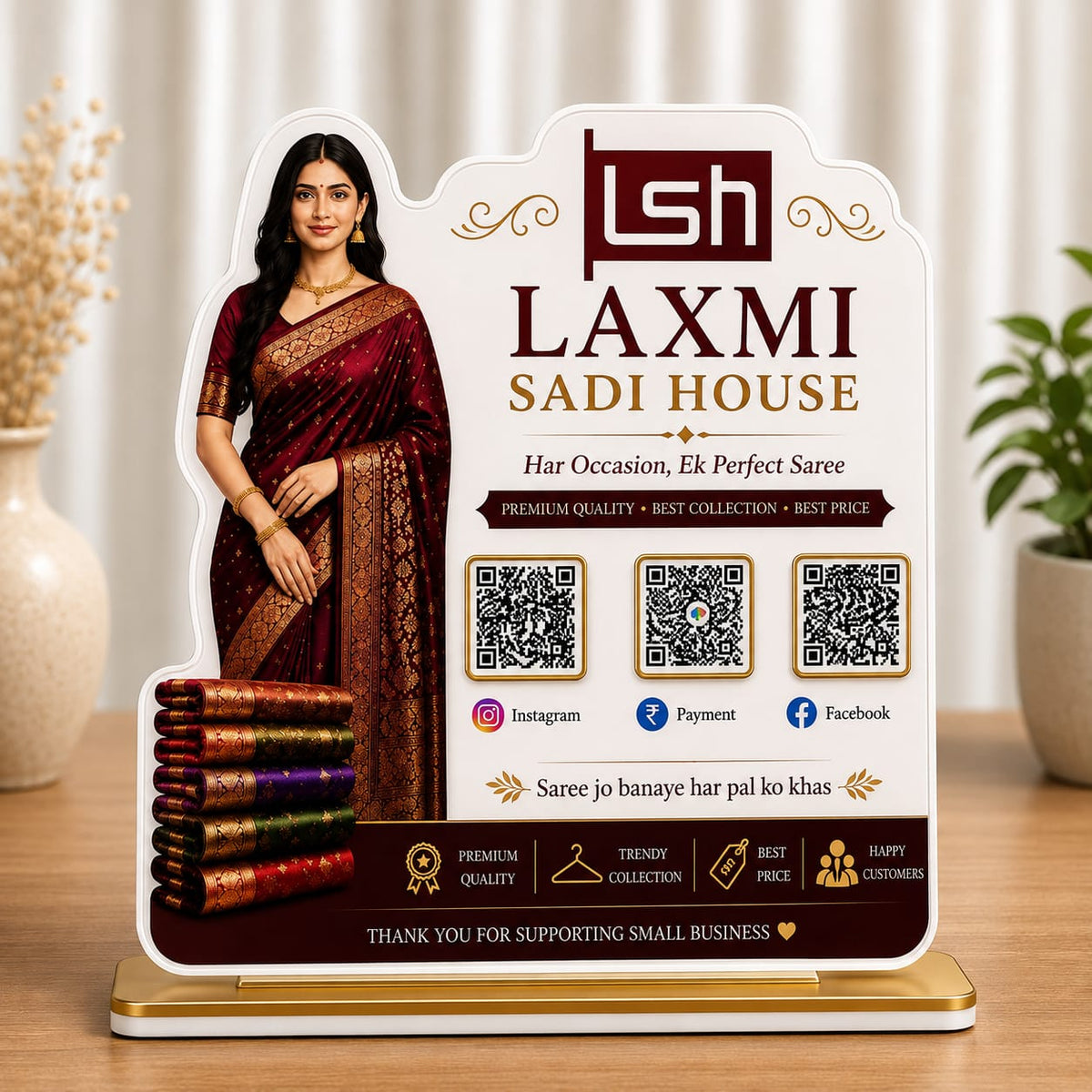 3QR Custom Standee - Saree Shop edition
