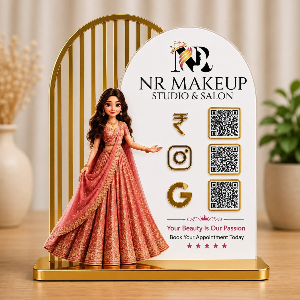 3QR Custom Standee - Makeup studio edition