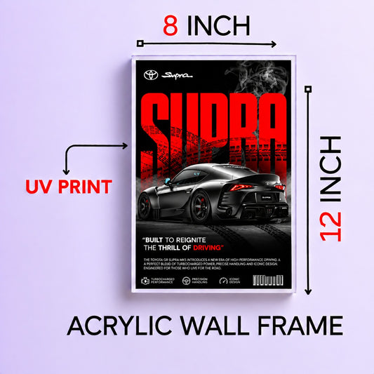 Supra Car Wall Frame | Premium Acrylic Supra Wall Frame for Living Room, Bedroom