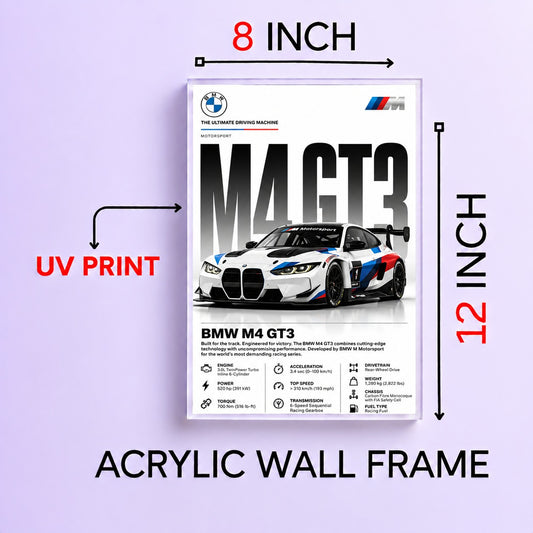 M4 GT3 Car Wall Frame | Premium Acrylic M4 GT3 Wall Frame for Living Room, Bedroom