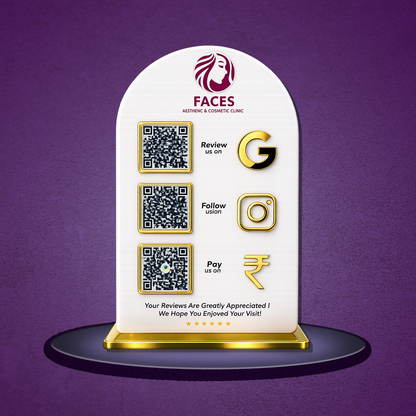 3QR Curved Golden Border Standee - Portrait