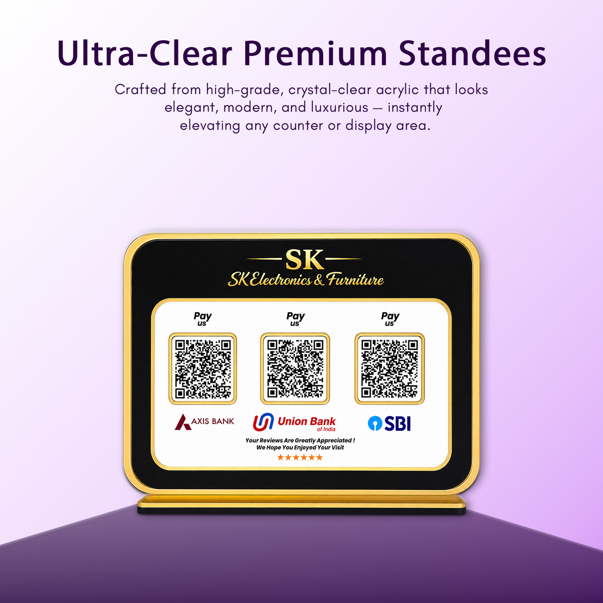 3QR Black Gold Standee