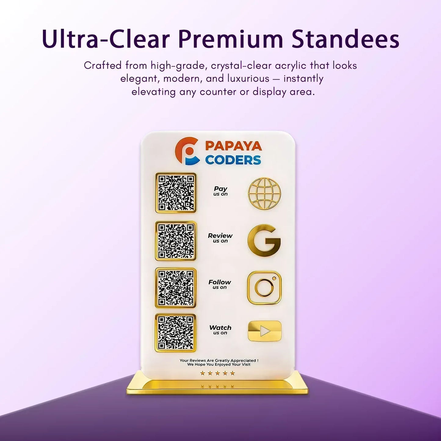 4QR White/Black Standee - Portrait - Ventex Technology