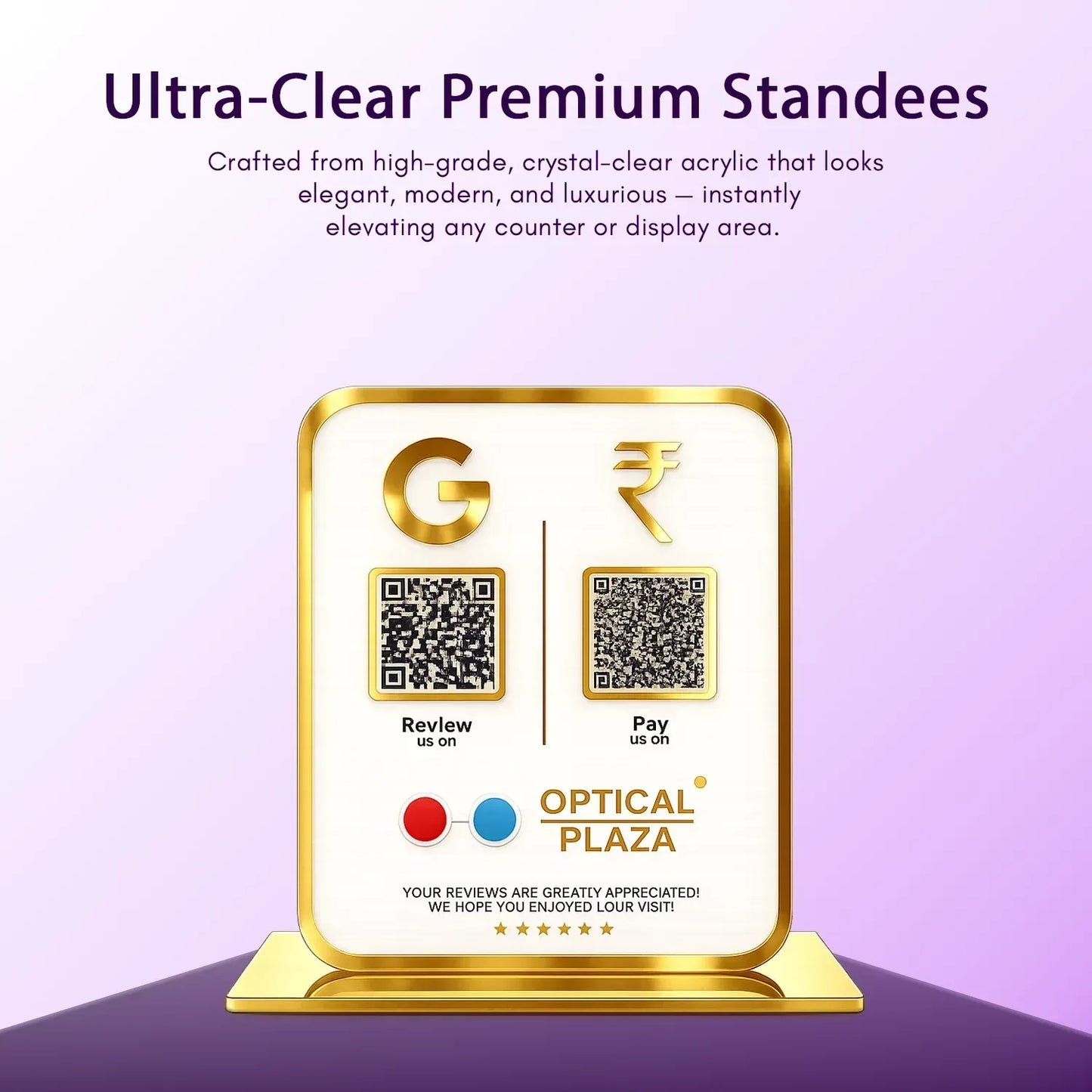 2QR Golden Border Standee - Ventex Technology