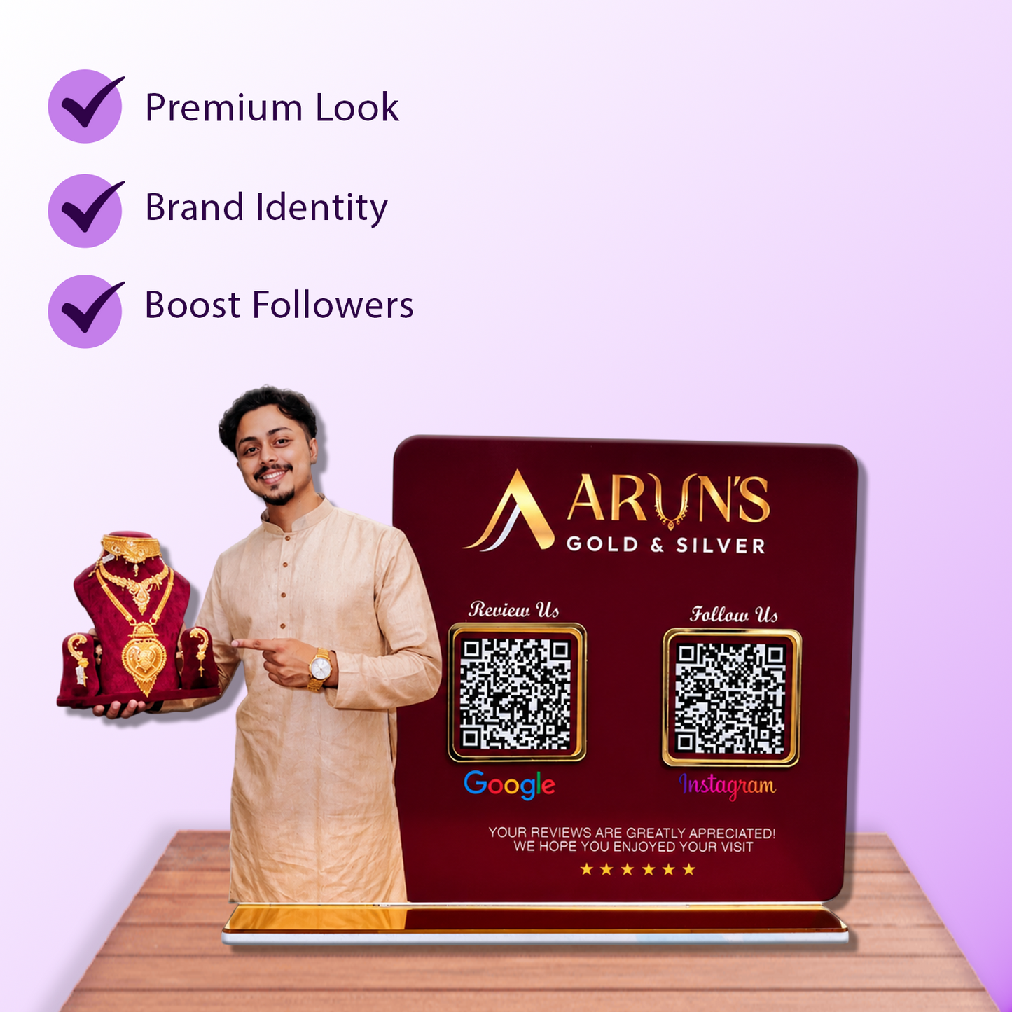 2QR Custom Standee For Jeweller