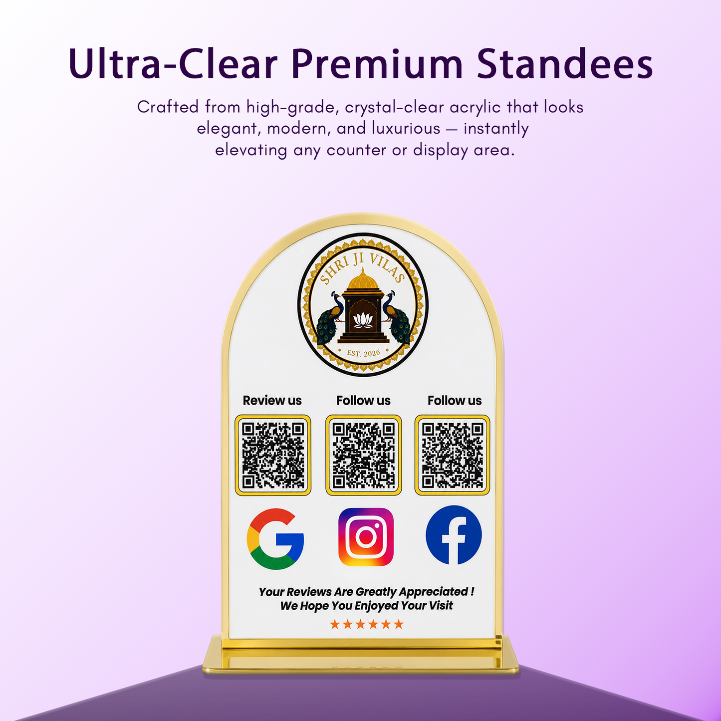 3QR Golden Border Curved Standee