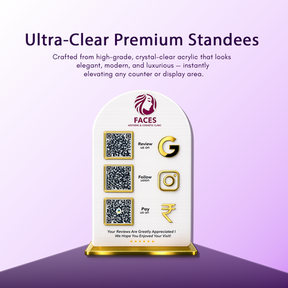 3QR Curved Golden Border Standee - Portrait