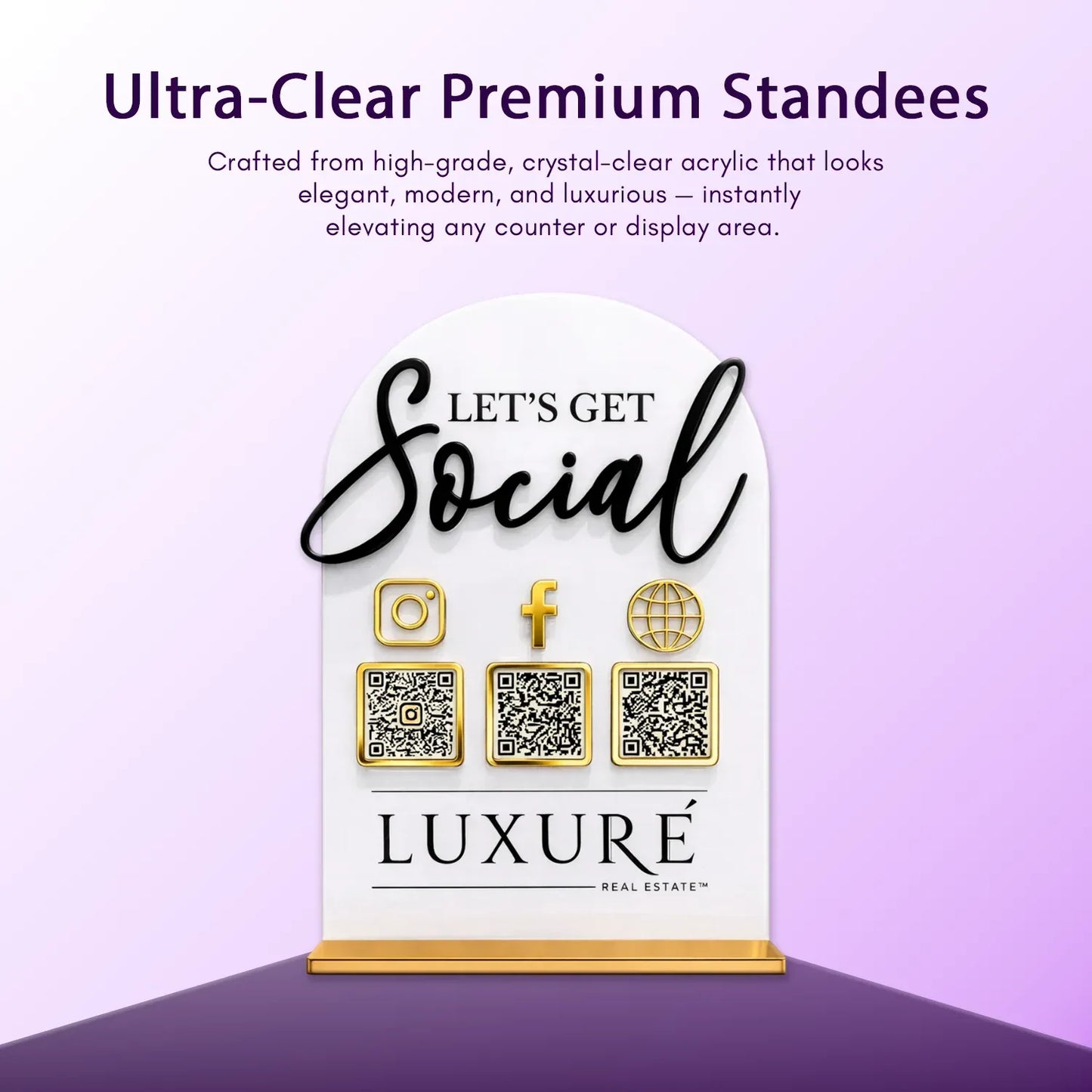 3QR Social Standee - Portrait - Ventex Technology