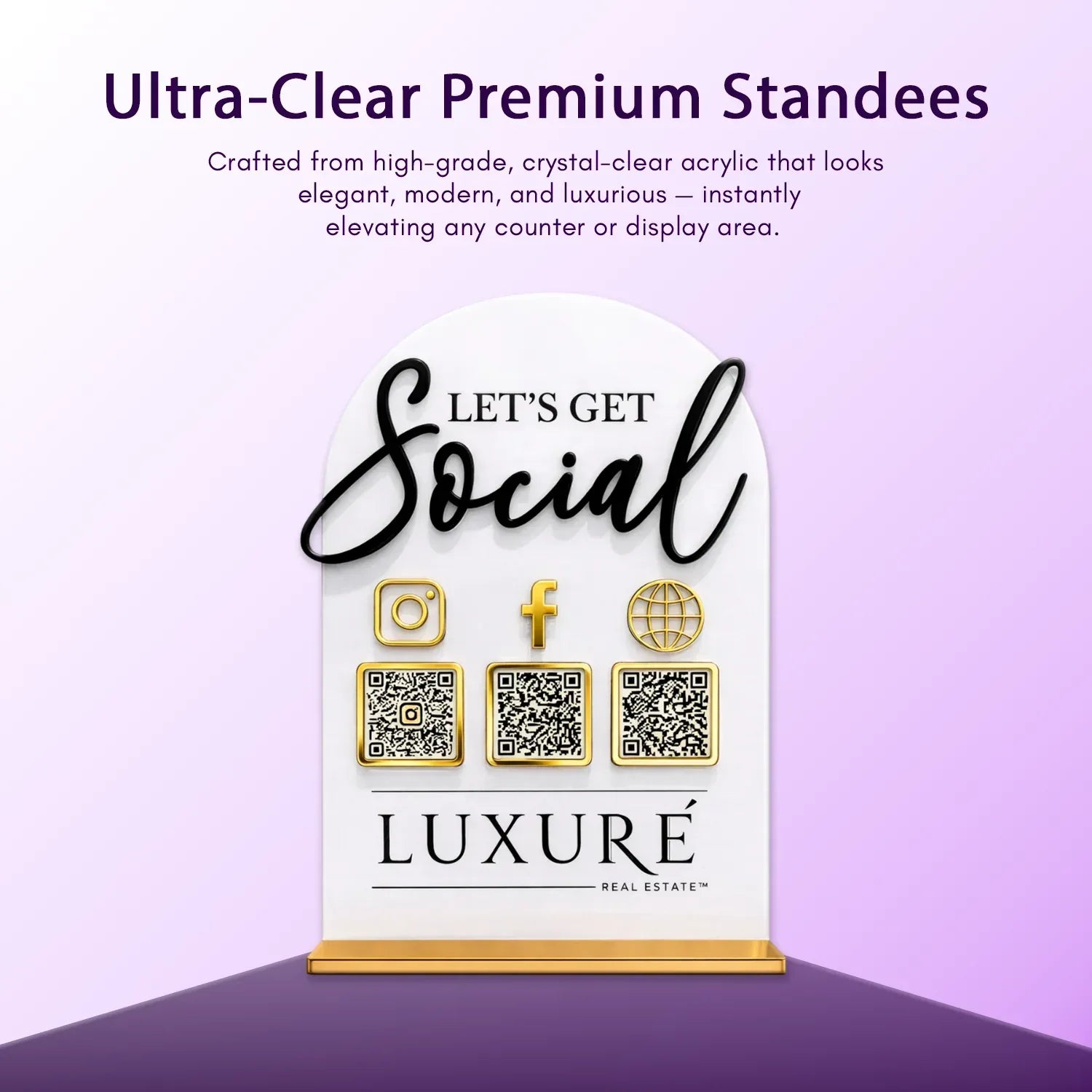 3QR Social Standee - Portrait - Ventex Technology