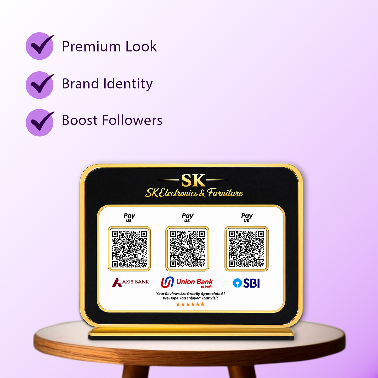 3QR Black Gold Standee