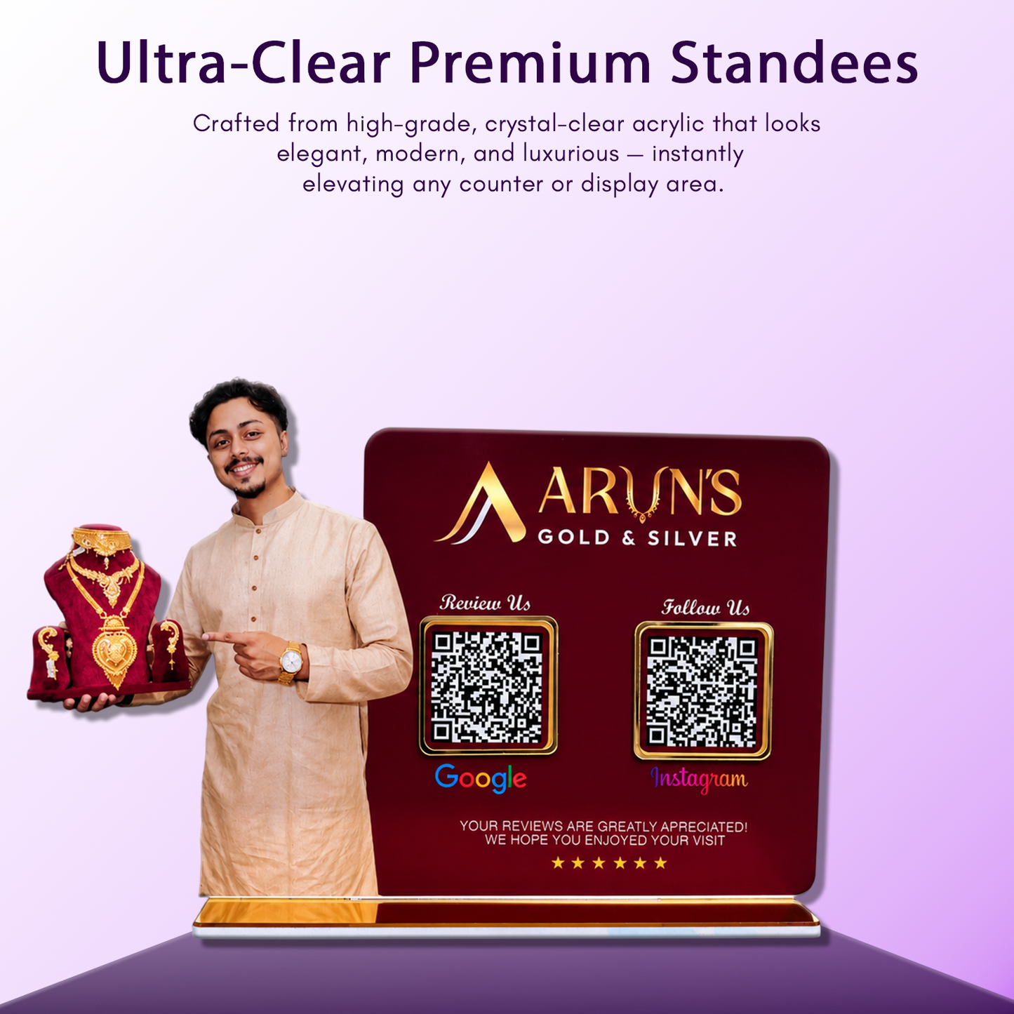 2QR Custom Standee For Jeweller