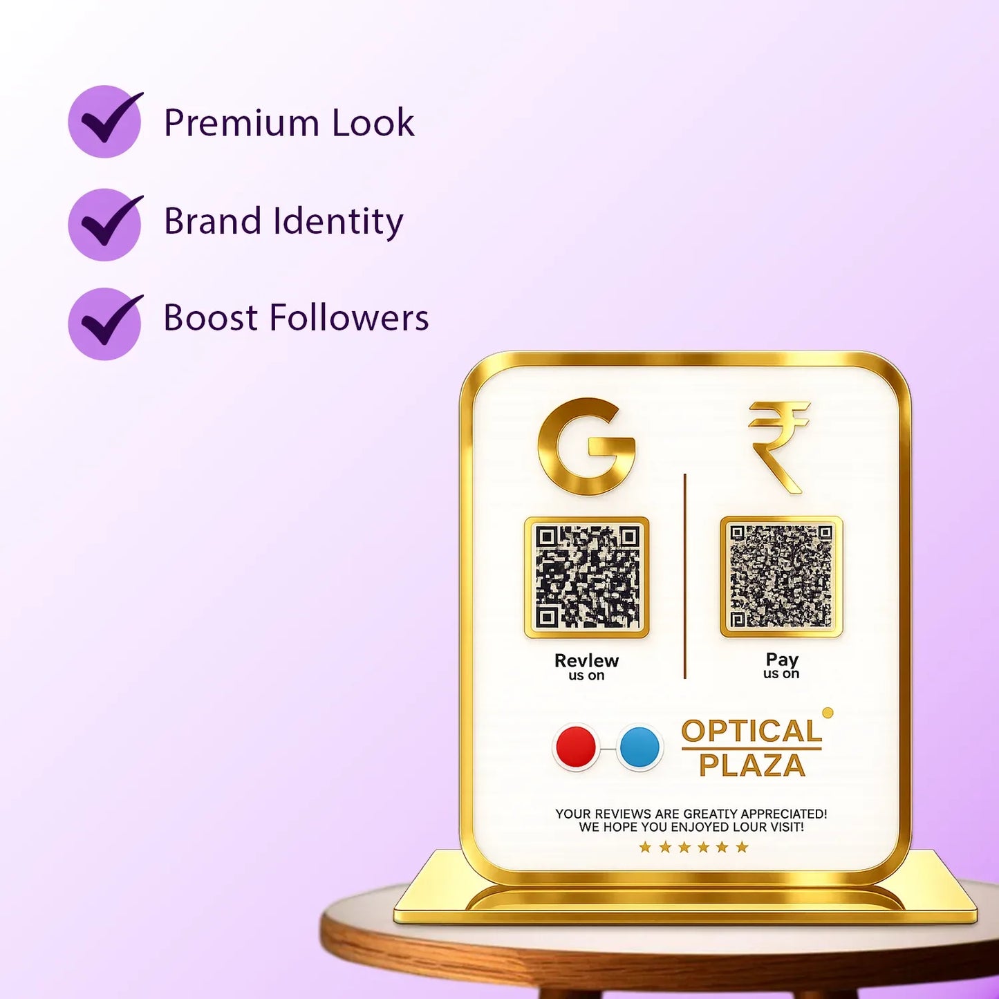 2QR Golden Border Standee - Ventex Technology