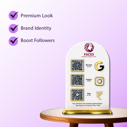 3QR Curved Golden Border Standee - Portrait