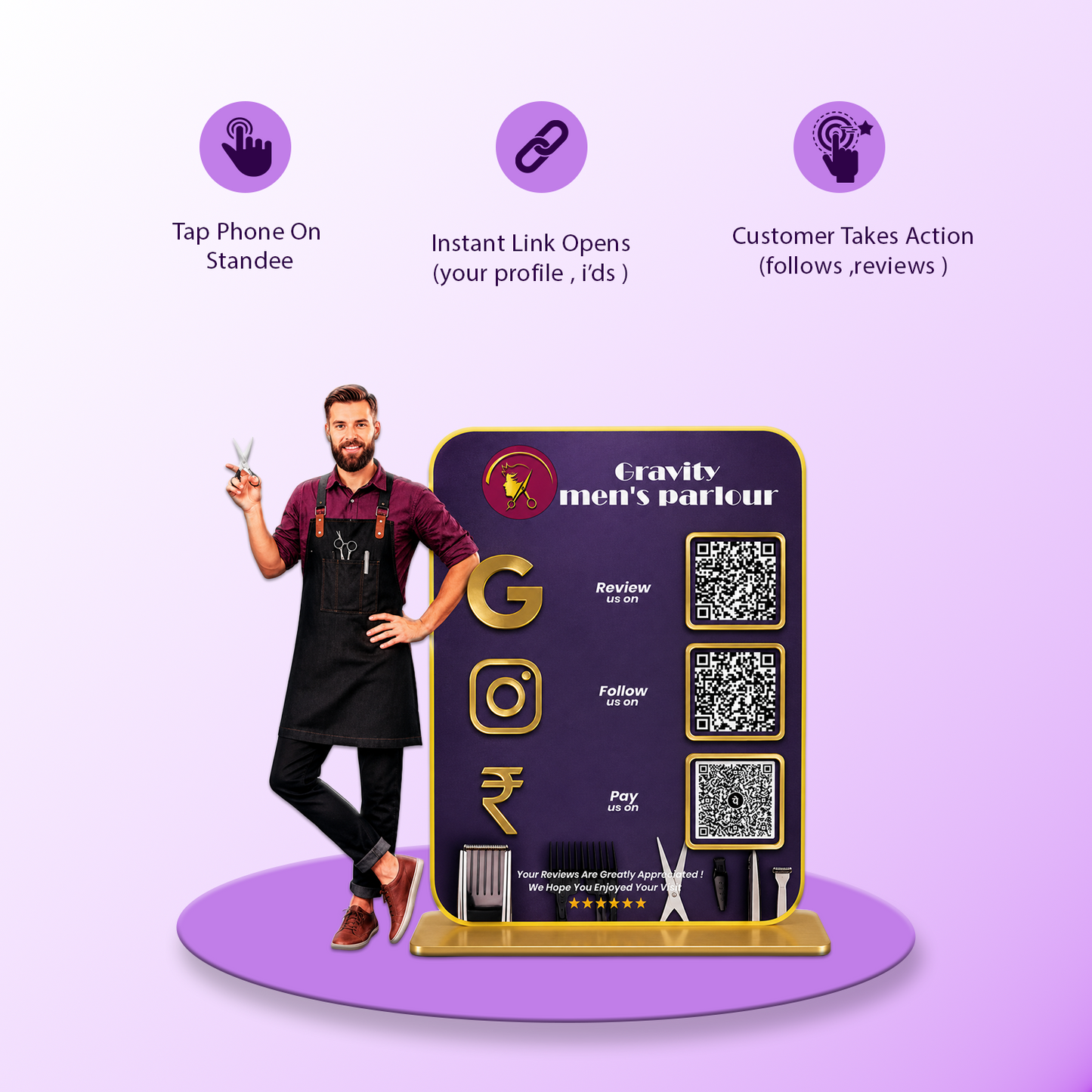 3QR Custom Standee For Saloon