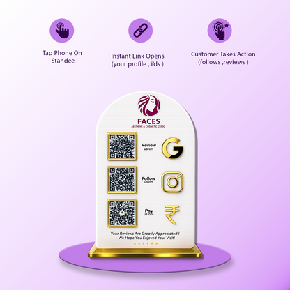 3QR Curved Golden Border Standee - Portrait