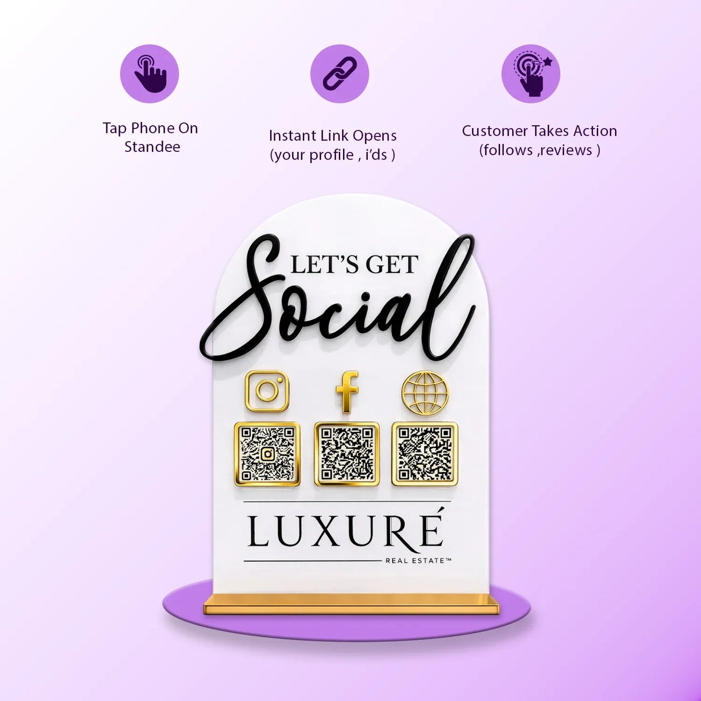 3QR Social Standee - Portrait - Ventex Technology