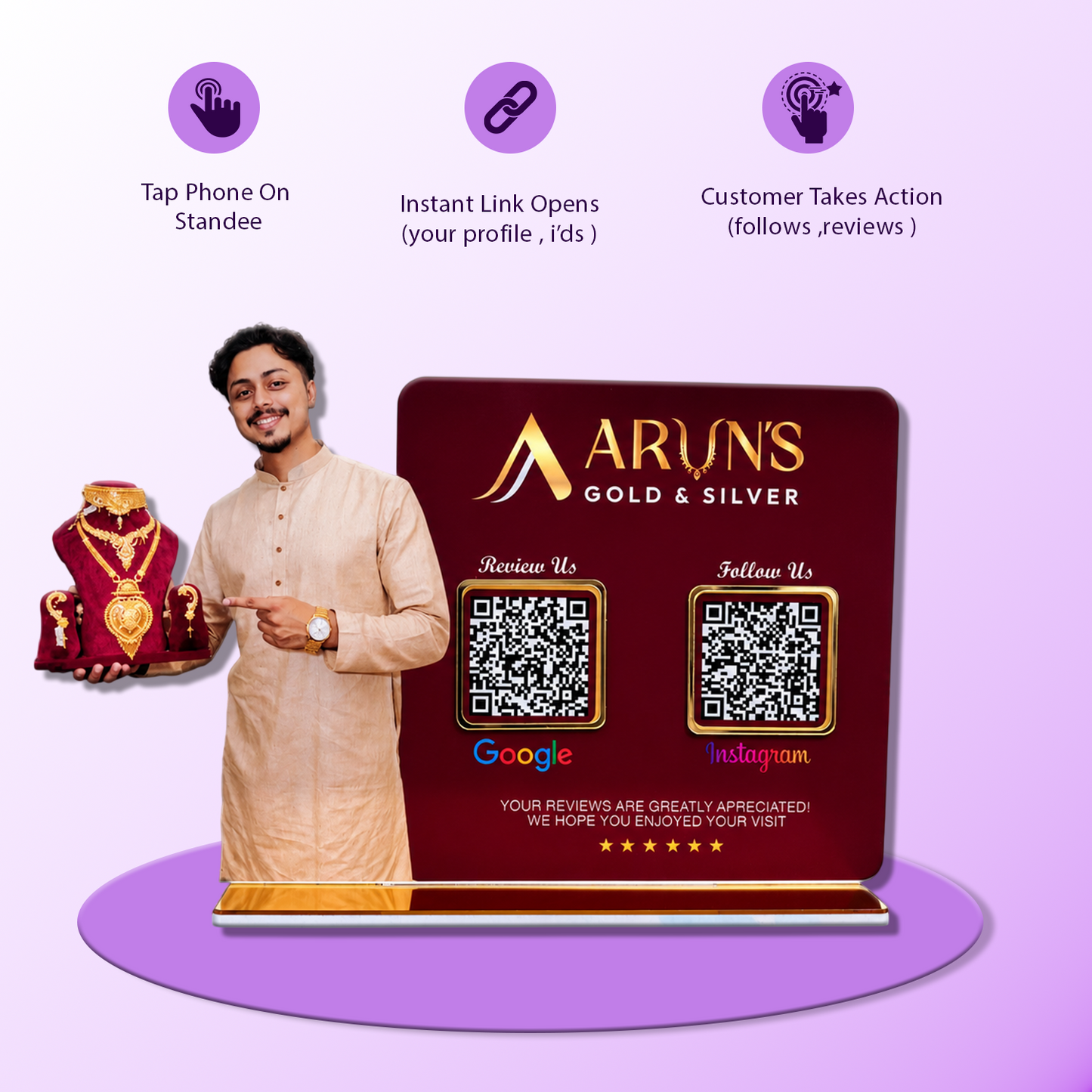 2QR Custom Standee For Jeweller