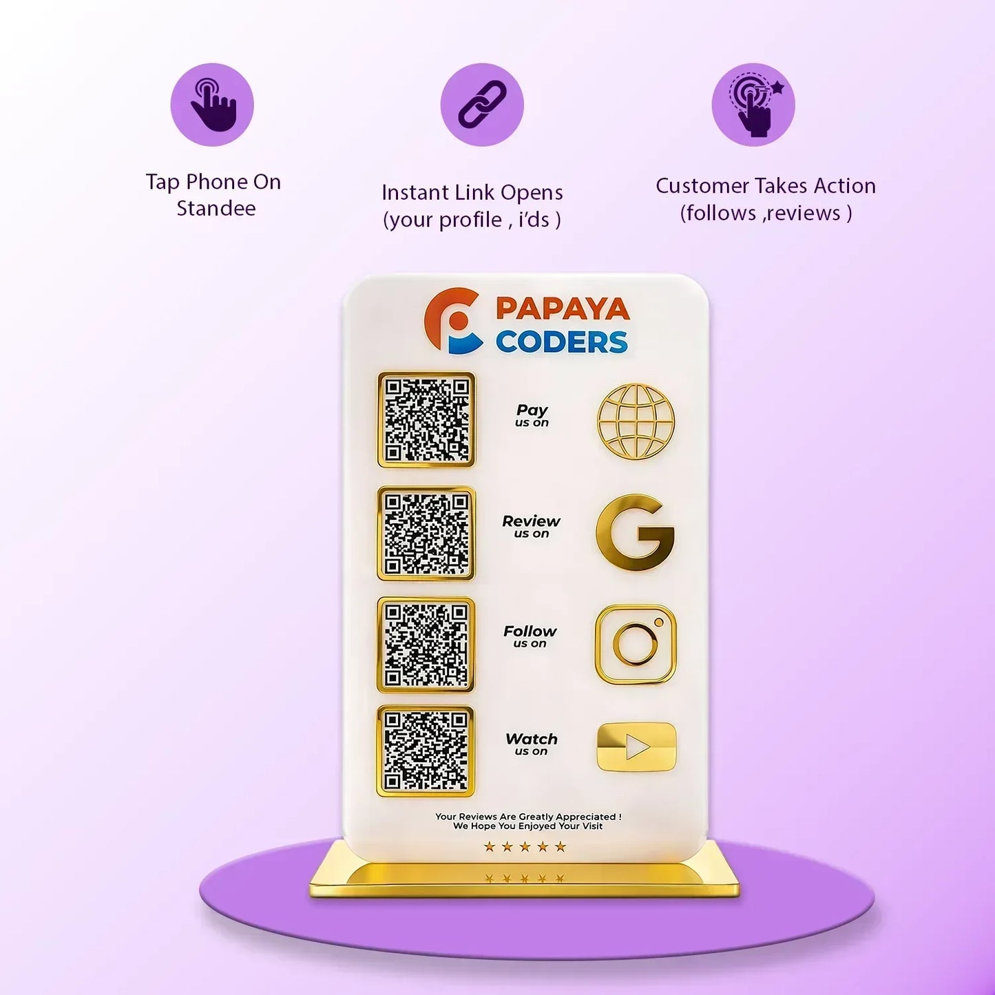 4QR White/Black Standee - Portrait - Ventex Technology