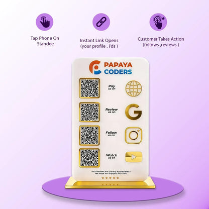 4QR White/Black Standee - Portrait - Ventex Technology