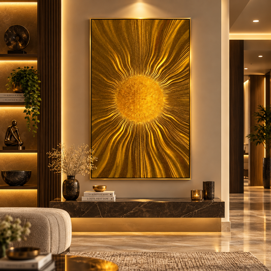 Warm Sun Rays Abstract Premium Acrylic Wall Art