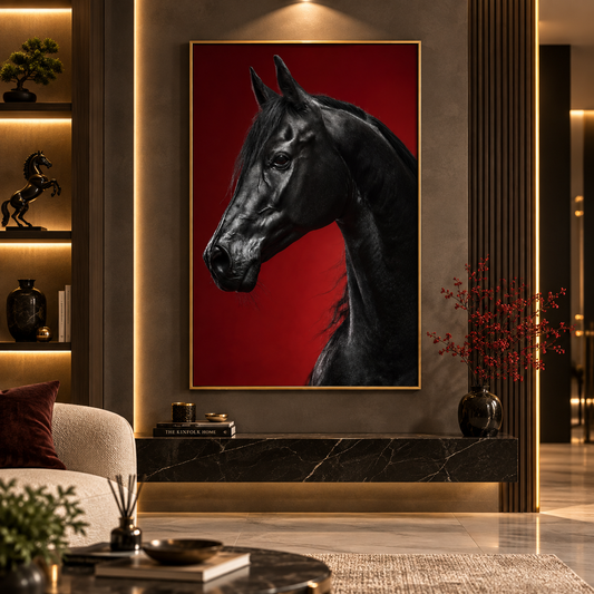 Royal Black Horse Premium Acrylic Wall Art