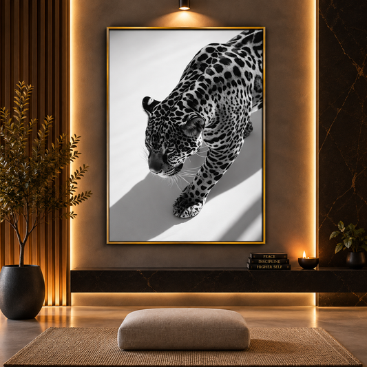leopard black and white premium Acrylic Wall Art