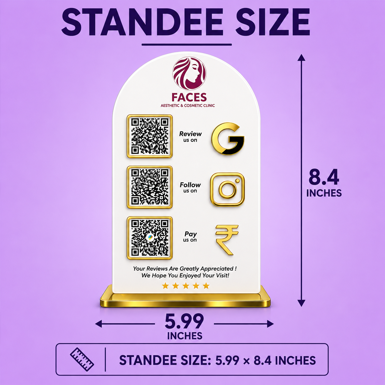 3QR Golden Border Curved Standee