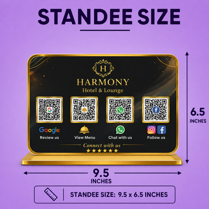 4QR Landscape Standee with Golden Border