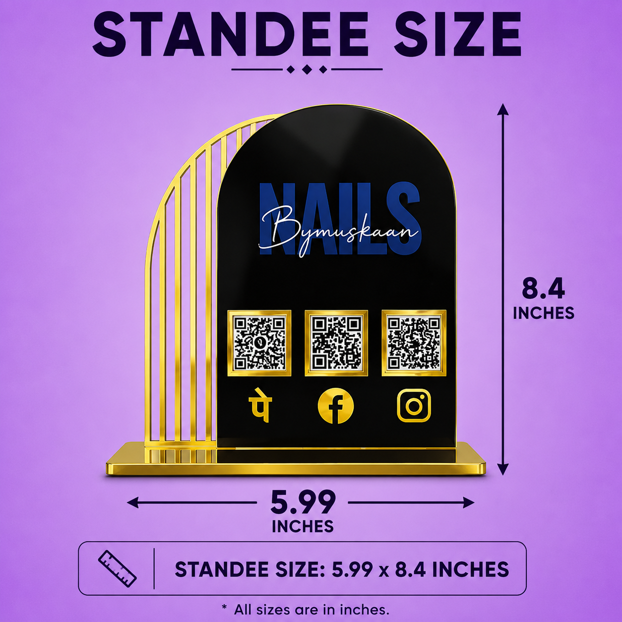 3QR Arch Black Gold Standee