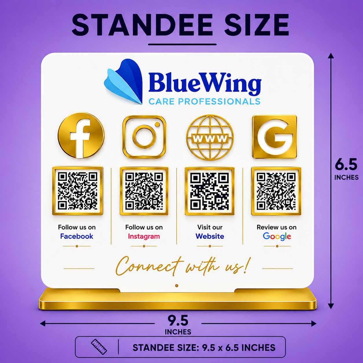 4QR Landscape Standee - White