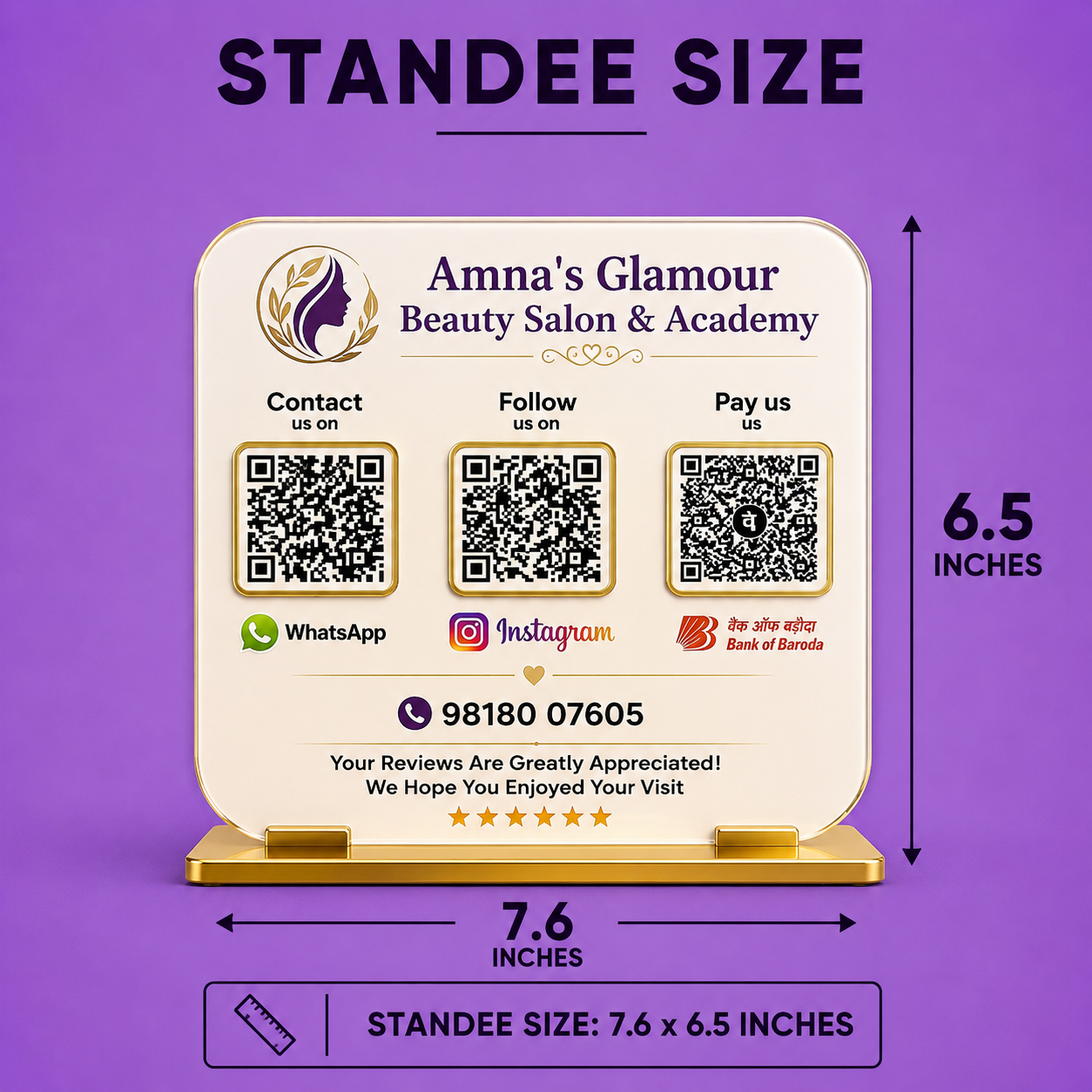 3QR Golden Border Standee