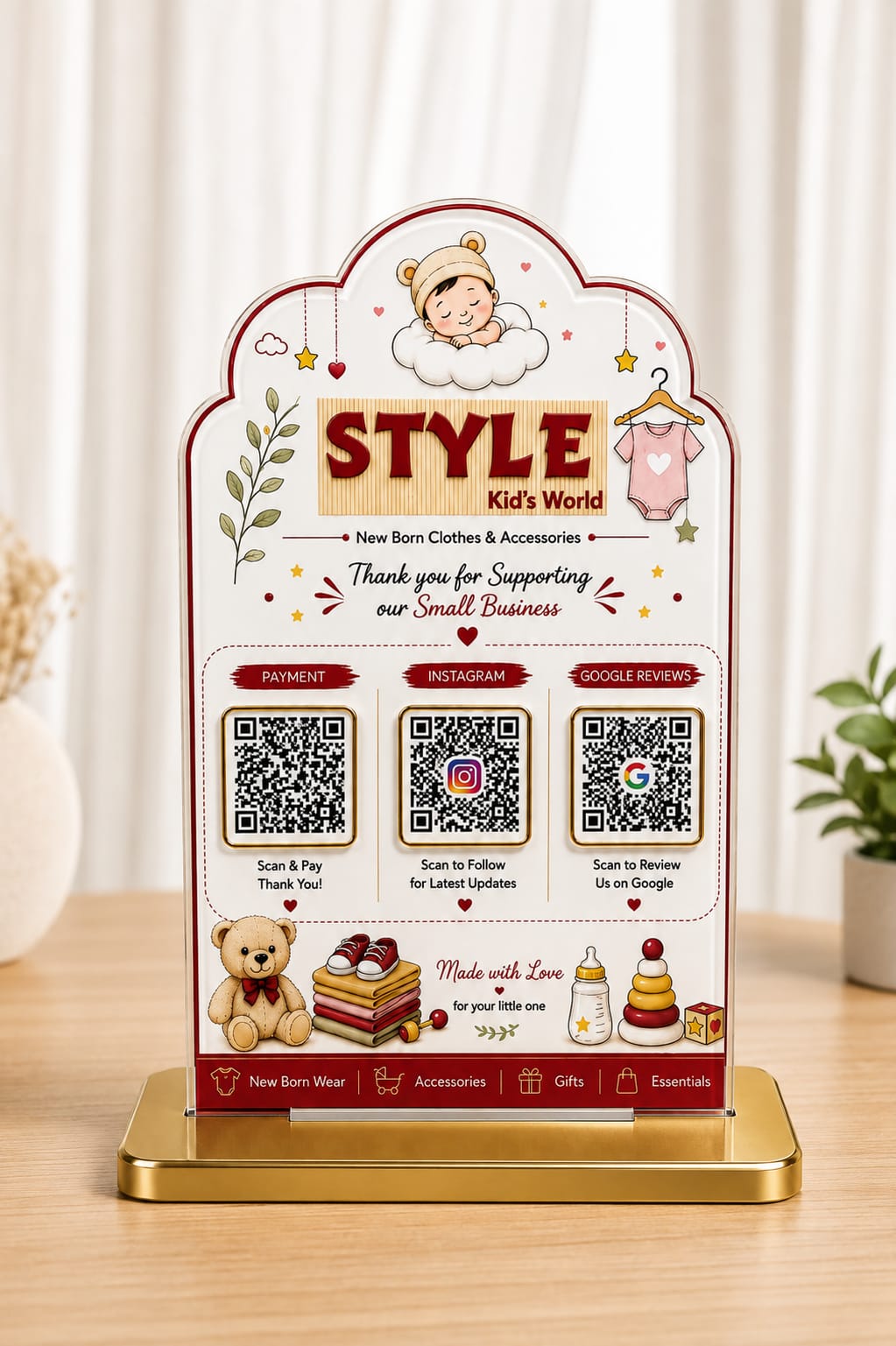 3QR Custom Standee - Kids Clothing Edition