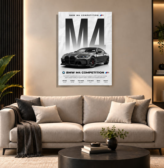M4 Competition Car Wall Frame | Premium Acrylic M4 Competition Wall Frame for Living Room, Bedroom