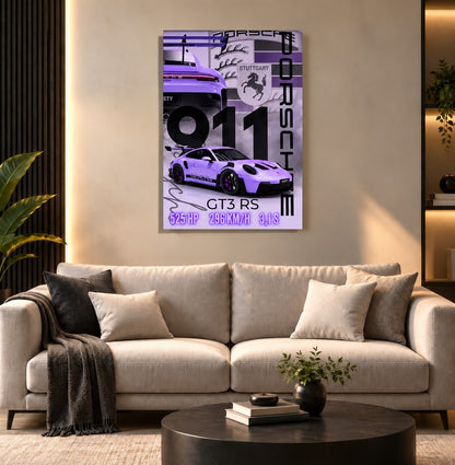 911 GTR RS Wall Frame | Premium Acrylic 911 Car Wall Frame for Living Room, Bedroom