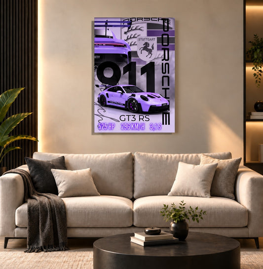 911 GTR RS Wall Frame | Premium Acrylic 911 Car Wall Frame for Living Room, Bedroom
