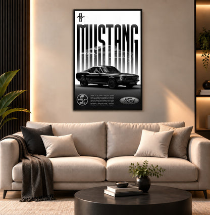 Mustang Car Wall Frame | Premium Acrylic Mustang Wall Frame for Living Room, Bedroom,