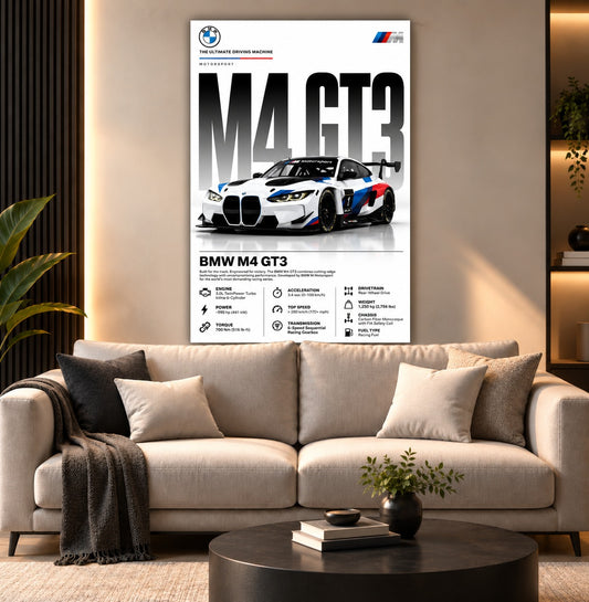 M4 GT3 Car Wall Frame | Premium Acrylic M4 GT3 Wall Frame for Living Room, Bedroom