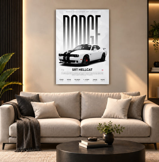Dodge Car Wall Frame | Premium Acrylic Dodge Wall Frame for Living Room, Bedroom