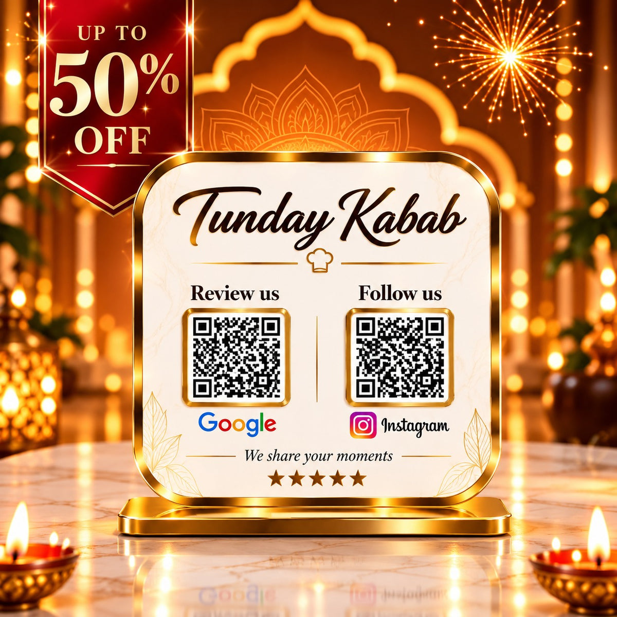 2QR Golden Premium Standee