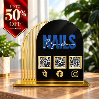 3QR Arch Black Gold Standee
