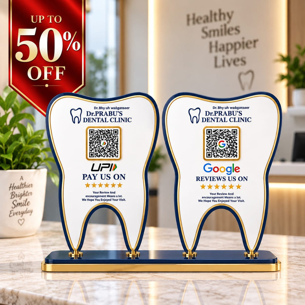 2QR Tooth Shape Standee