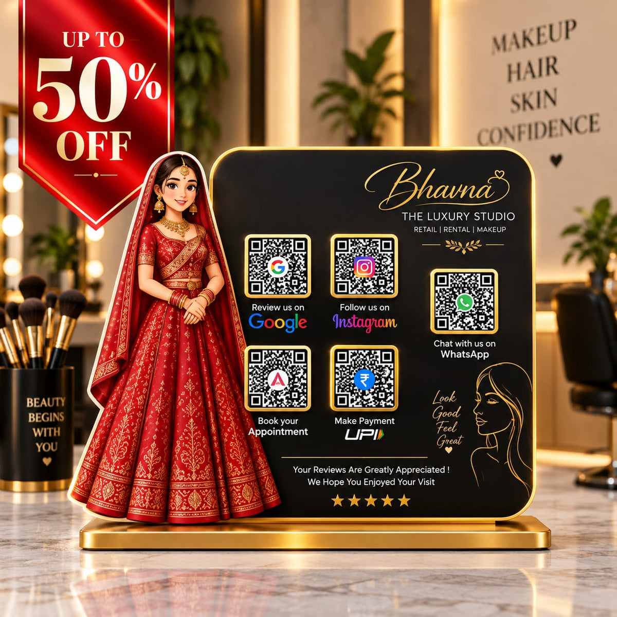 5QR Custom Standee - Makeup Studio