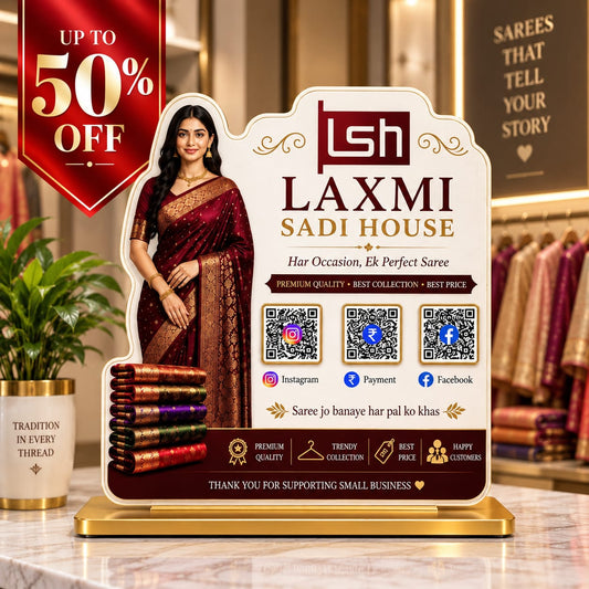3QR Custom Standee - Saree Shop edition