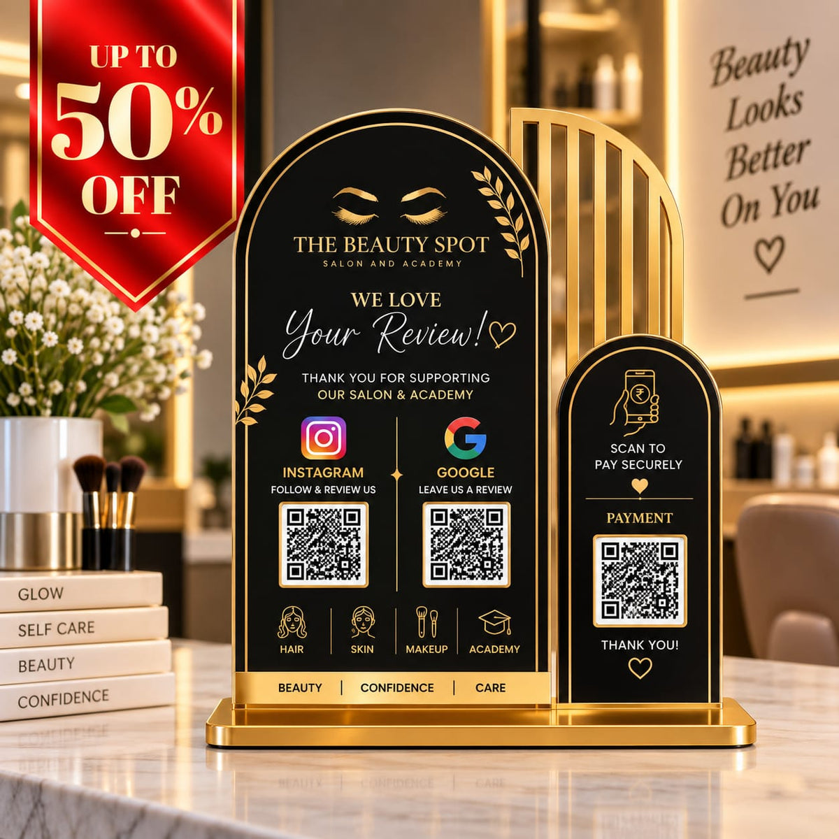 3QR Custom Standee - Makeup Studio edition