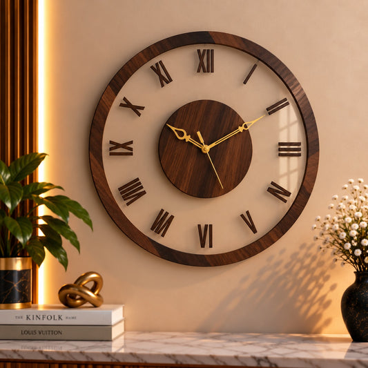 Wooden Textured Elegant Premium Acrylic Clock – UV Printed