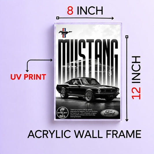 Mustang Car Wall Frame | Premium Acrylic Mustang Wall Frame for Living Room, Bedroom,